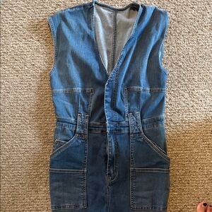 Cap Sleeve Denim Free People Jumpsuit with Pockets